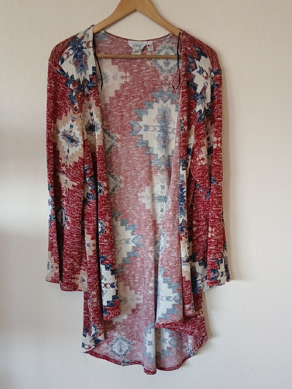 Jody California Vintage Y2K Aztec Print Lightweight Duster Cardigan Sweater